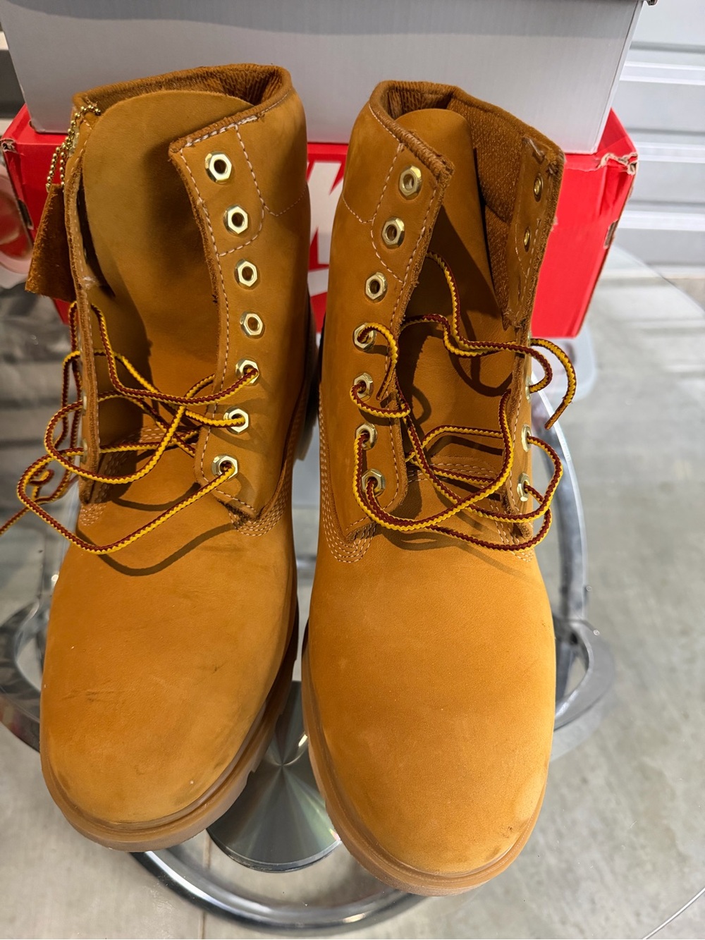Men’s Double Sole Timberland Wheat-Tone Lace-Up Boots
